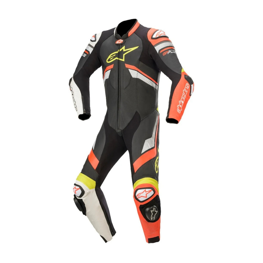 GP Plus V3 One-Piece Motorcycle Leather Racing Suit Orange and Black SpeedX Gear