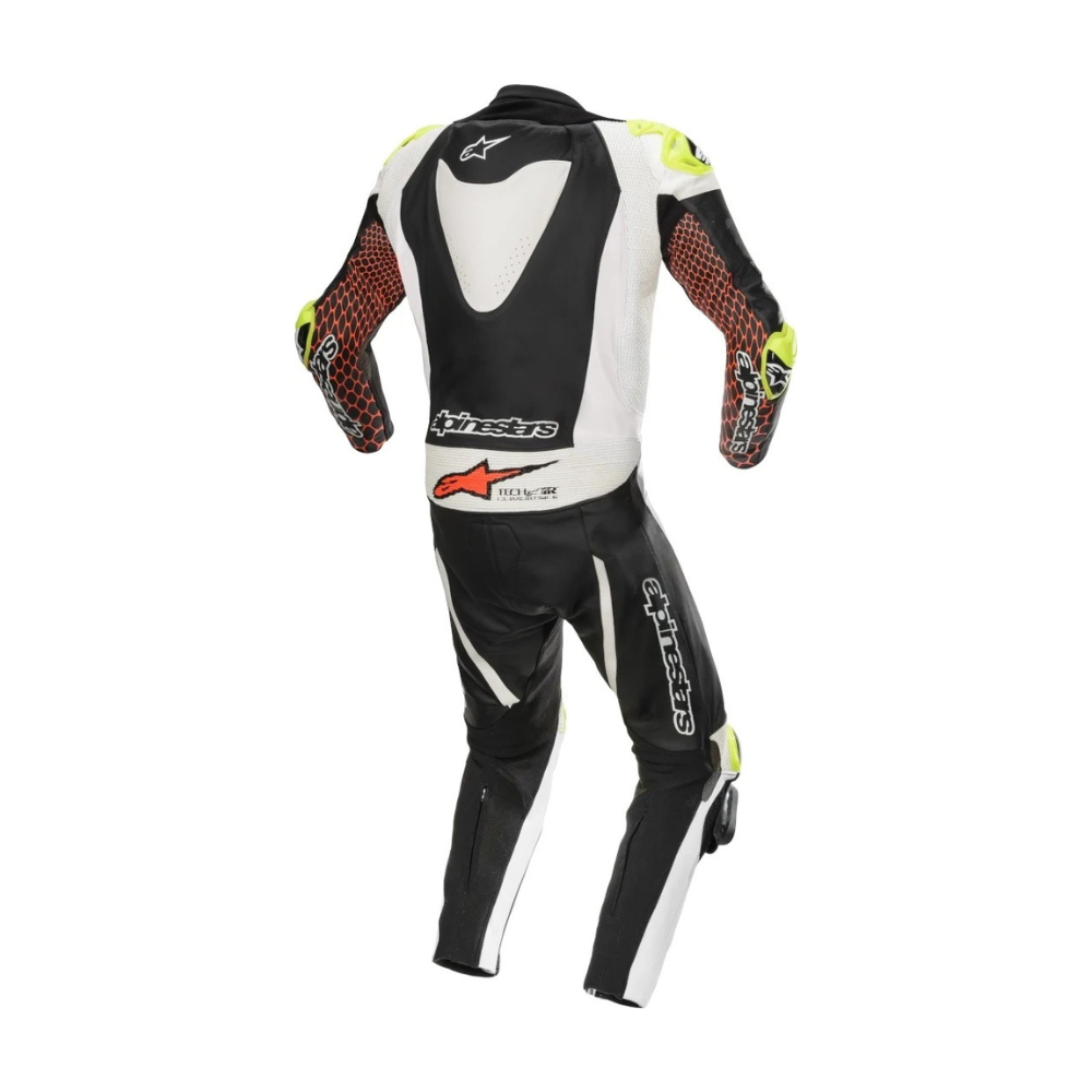 GP Tech V3 One-Piece Perforated Black and White Motorbike Racing Leather Suit SpeedX Gear