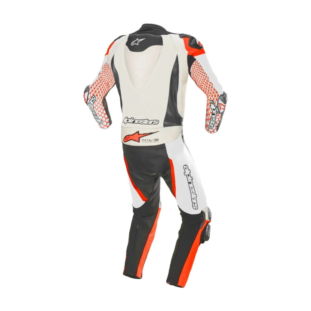 GP Tech V3 One-Piece Perforated Motorcycle Leather Suit Black and White SpeedX Gear