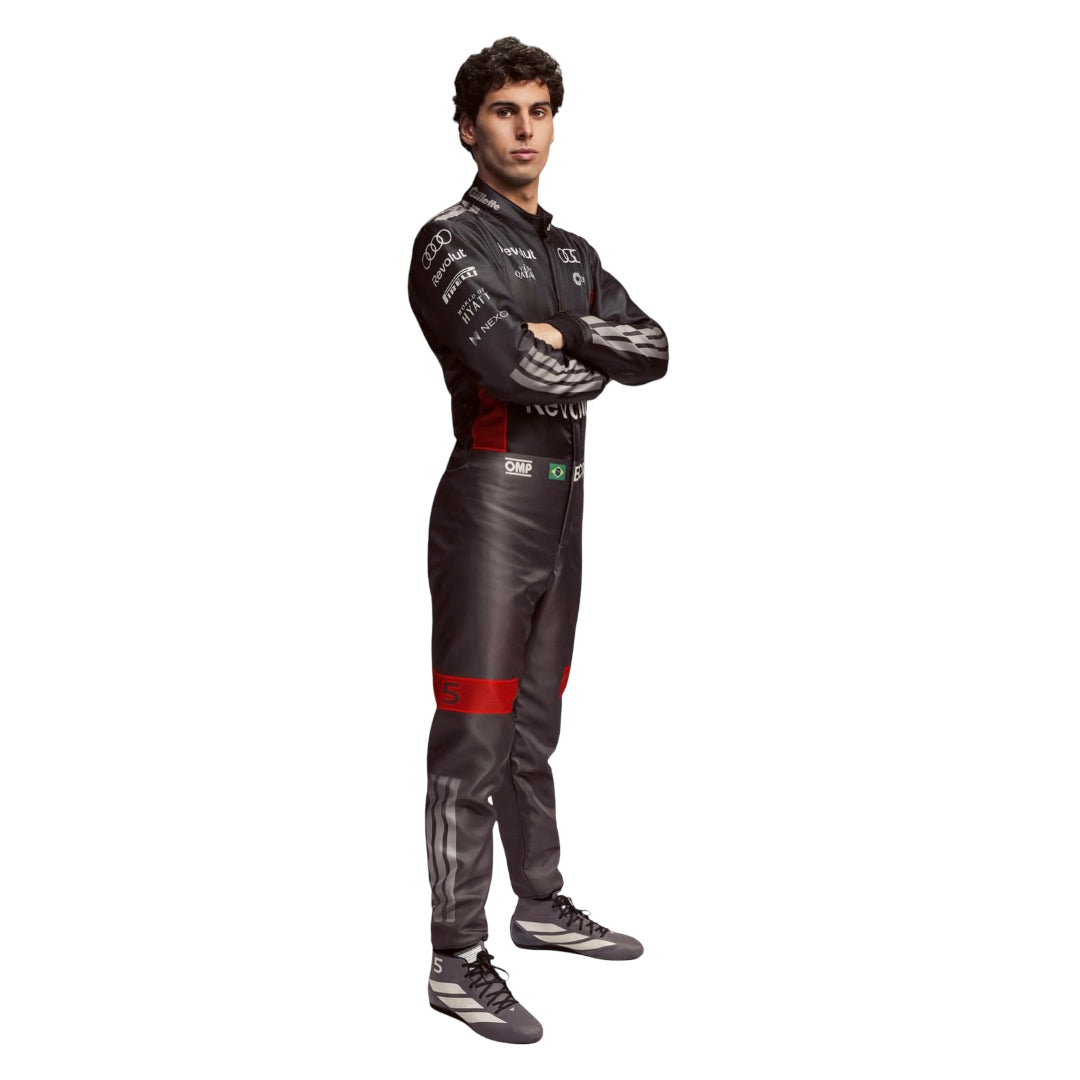 GabrielBortoleto wearing a 2026 f1 racing suit with Audi logo on a white background speedxgear
