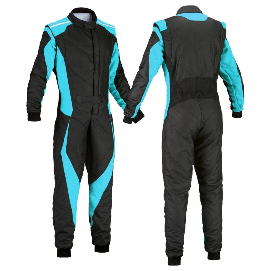 Custom Go Kart Racing Suit Black & Blue SpeedX Gear