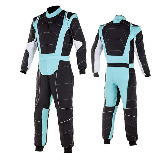 Karting Race Driver Suit - Black / Light Blue SpeedX Gear