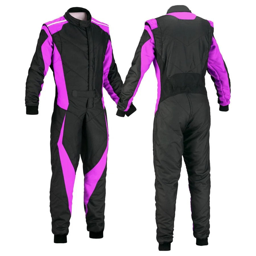 Custom Go Kart Racing Suit Black & Orchid SpeedX Gear