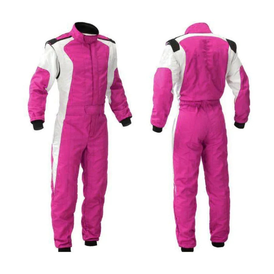 Pink and White Go-Kart Driver Racing Costume SpeedX Gear