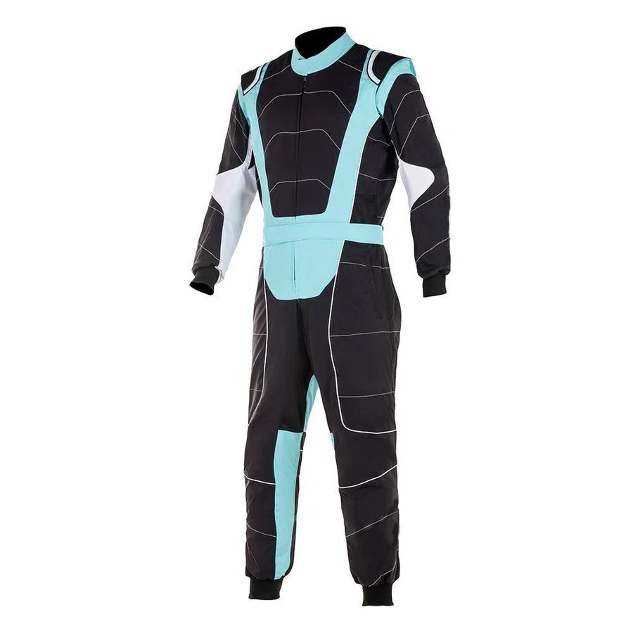 Karting Race Driver Suit - Black / Light Blue SpeedX Gear