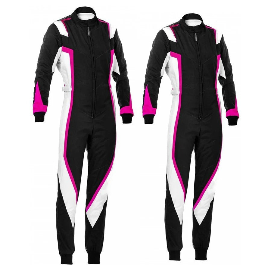 Black, White and Pink Go-Kart Driver Racing Costume SpeedX Gear