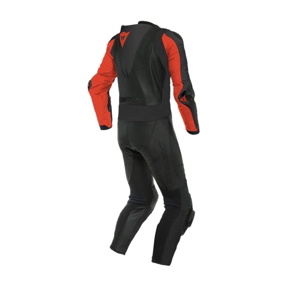 Laguna Seca 5 One-Piece Perforated Motorcycle Leather Suit Black and Red SpeedX Gear