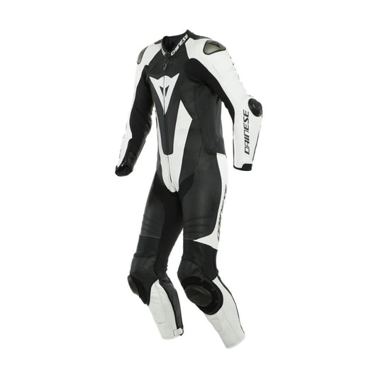 Laguna Seca 5 One-Piece Perforated Black and White Motorbike Leather Suit SpeedX Gear