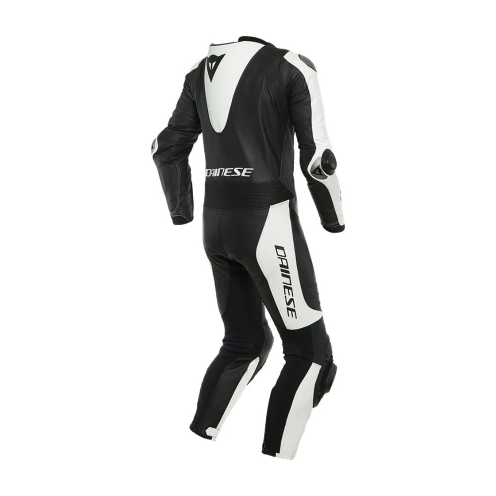 Laguna Seca 5 One-Piece Perforated Black and White Motorbike Leather Suit SpeedX Gear