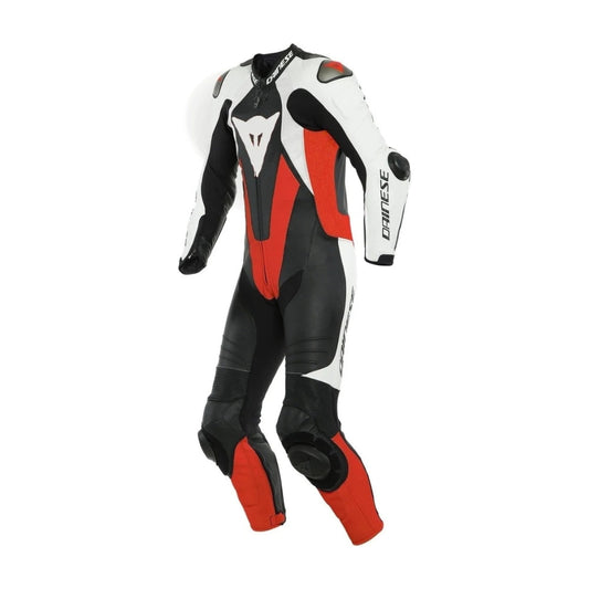 Laguna Seca 5 One-Piece Perforated Black and White ,Red Motorcycle Leather Suit SpeedX Gear