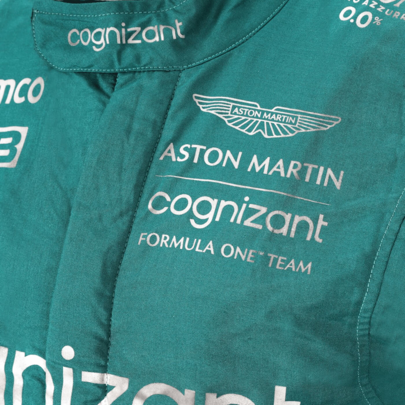 Close-up view of element of Lance Stroll 2022 Canadian GP racing suit