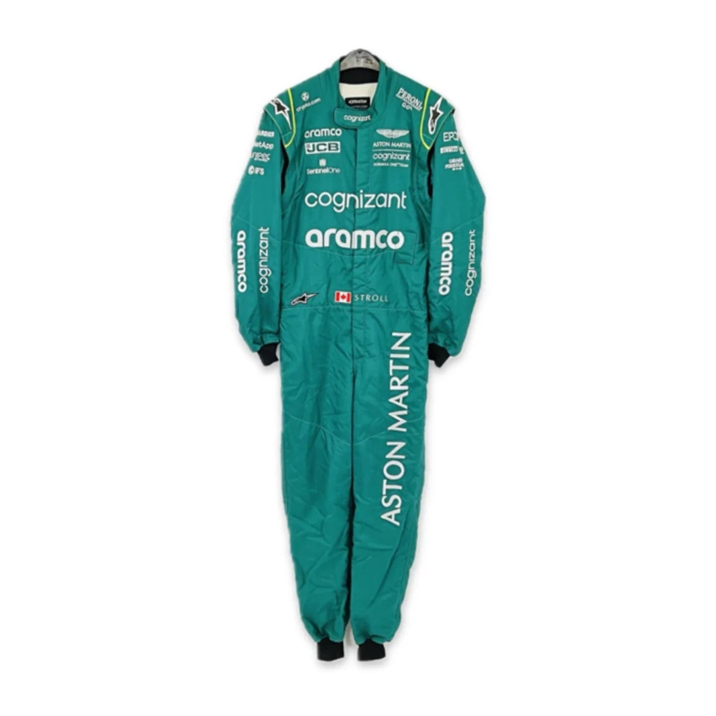 Lance Stroll 2022 Canadian GP F1 racing suit – front view of dark green suit