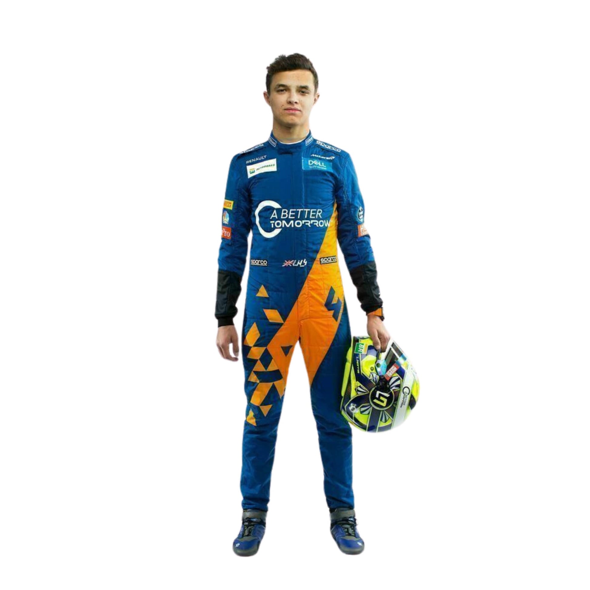 Lando Norris 2019 F1 racing suit – youthful and sleek design with race-day styling, admired by fans and collectors alike