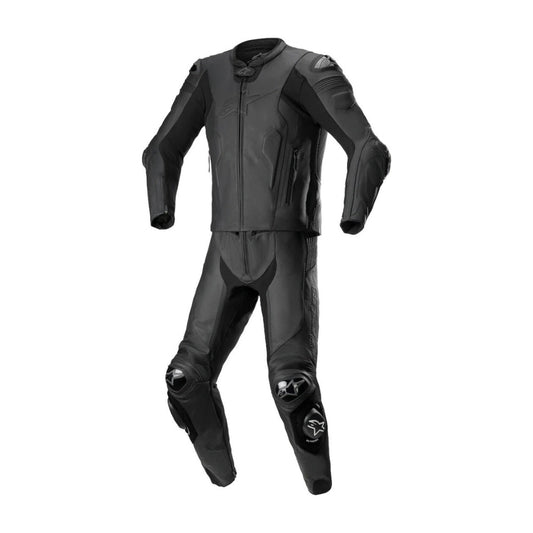 Missile V2 Two-Piece Motorcycle Leather Racing Suit Full Black SpeedX Gear