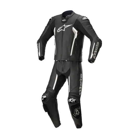 Missile V2 Two-Piece Motorcycle Leather Suit White and Black SpeedX Gear