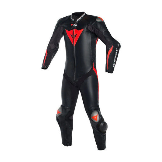 Mugello R One-Piece Motorcycle Leather Racing Suit Black and Red SpeedX Gear