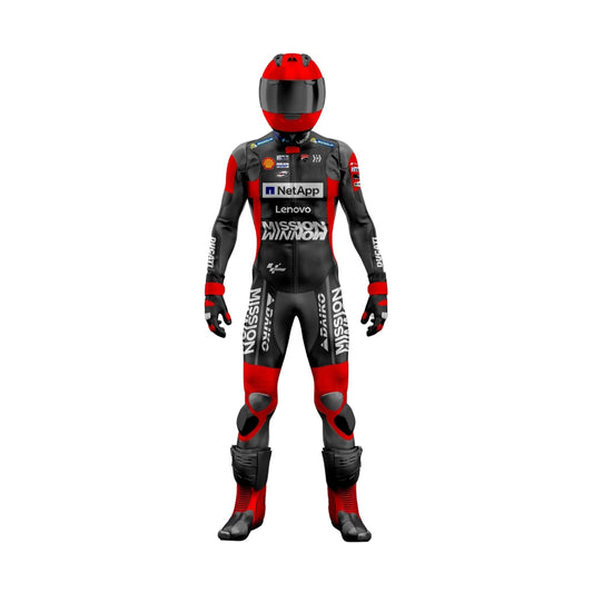 Pecco Bagnaia and Jack Miller MotoGP Ducati Team Custom Design Motorcycle Leather Suit SpeedX Gear