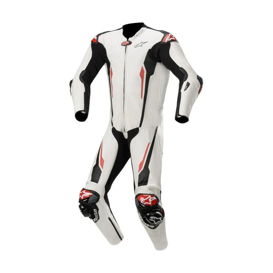 Racing Absolute One-Piece Perforated White Motorcycle Leather Racing Suit SpeedX Gear