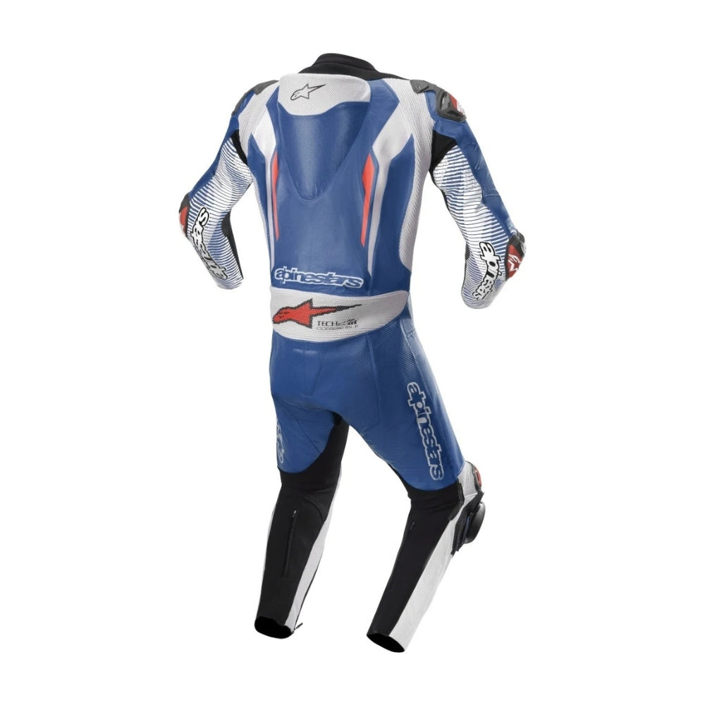 Racing Absolute One-Piece Perforated Motorcycle Leather Racing Suit White SpeedX Gear