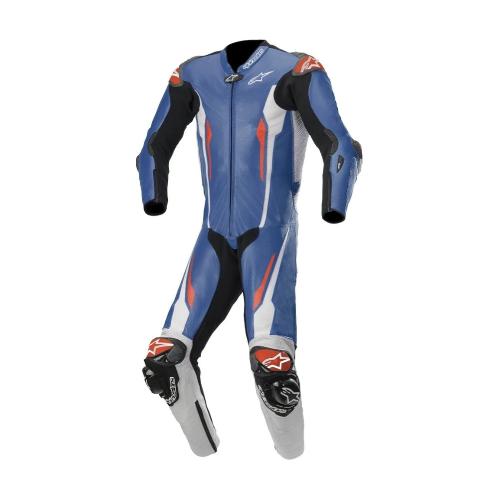 Racing Absolute One-Piece Perforated Motorcycle Leather Racing Suit White SpeedX Gear