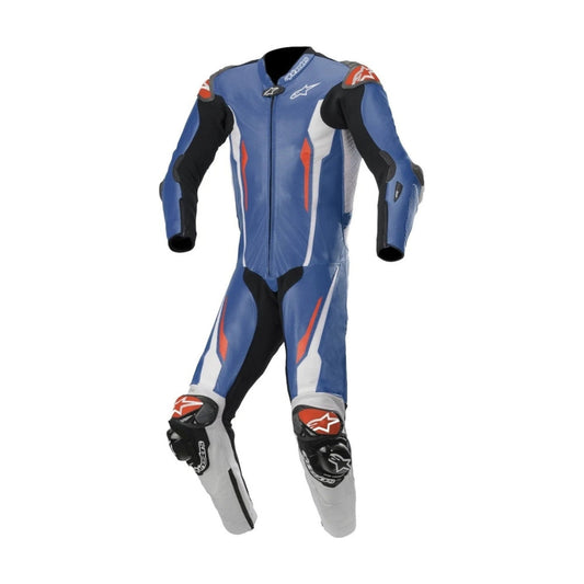 Racing Absolute One-Piece Perforated Motorcycle Leather Racing Suit White SpeedX Gear