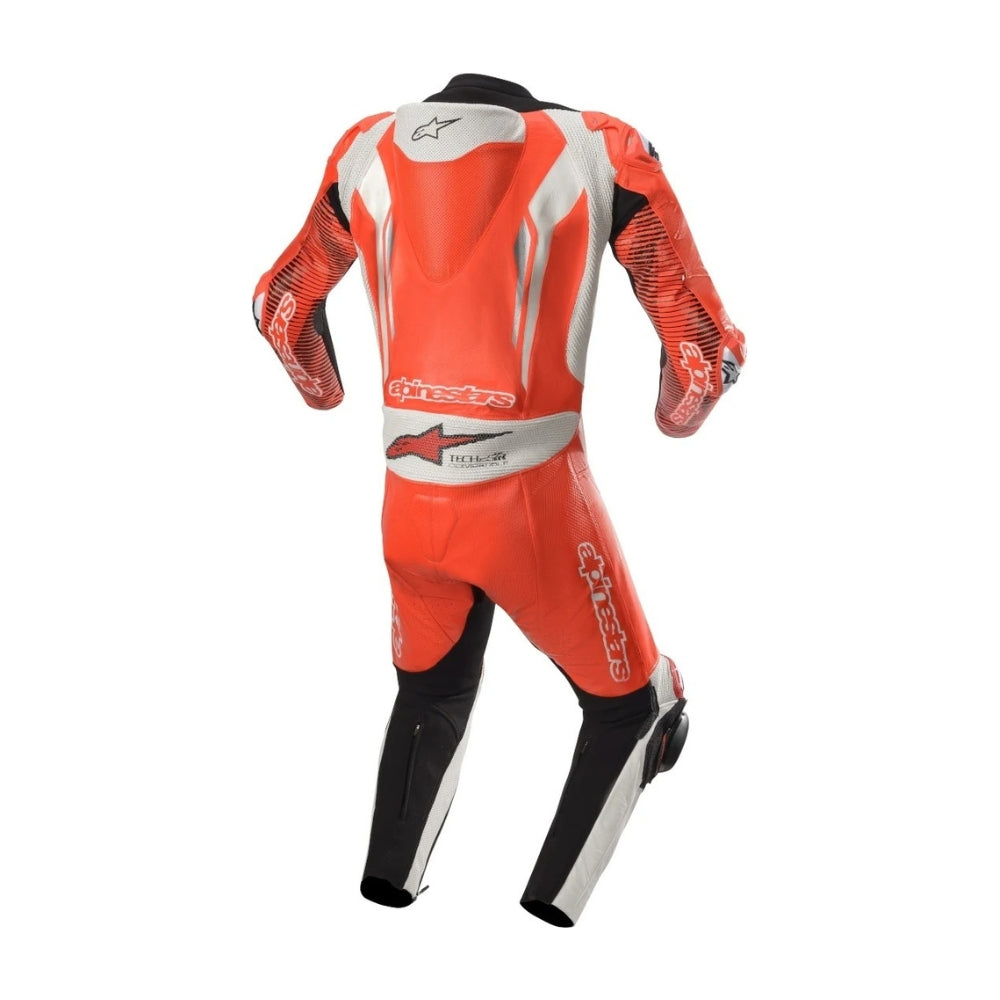 Racing Absolute White and Orange Motorbike Leather Suit One-Piece SpeedX Gear