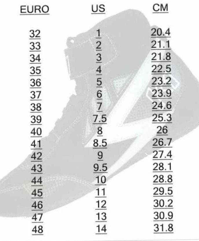 Racing Shoes Size Chart - Speedxgear