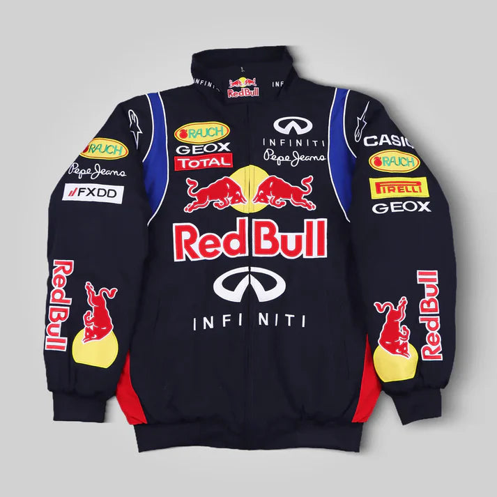 Front view of Redbull-f1-racing-jacket-Speedxgear