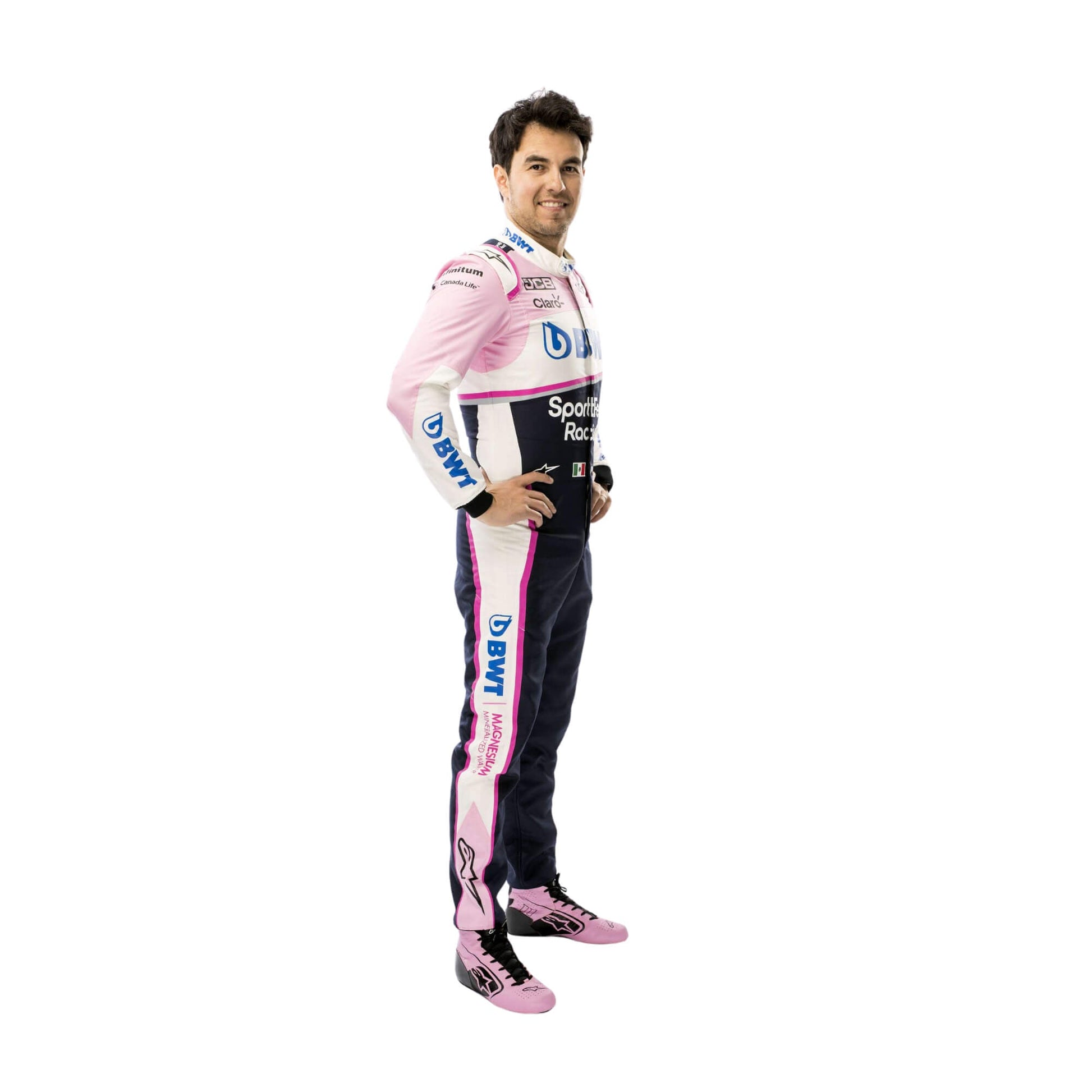 Sergio Perez 2019 F1 suit – front view showcasing a bold and dynamic race-ready design, perfect for F1 memorabilia collectors.