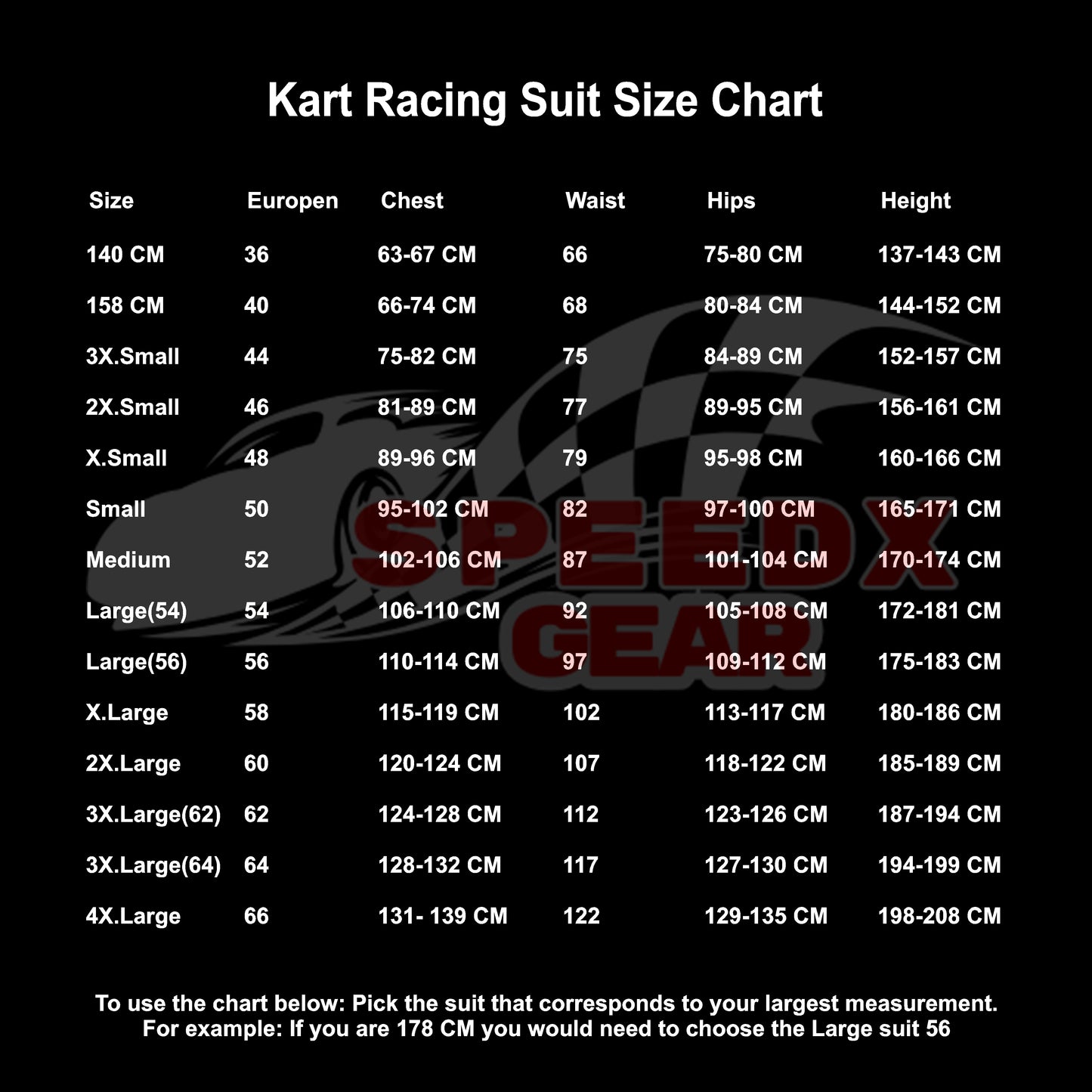 Speedx_Gear_Products_Size_Chart