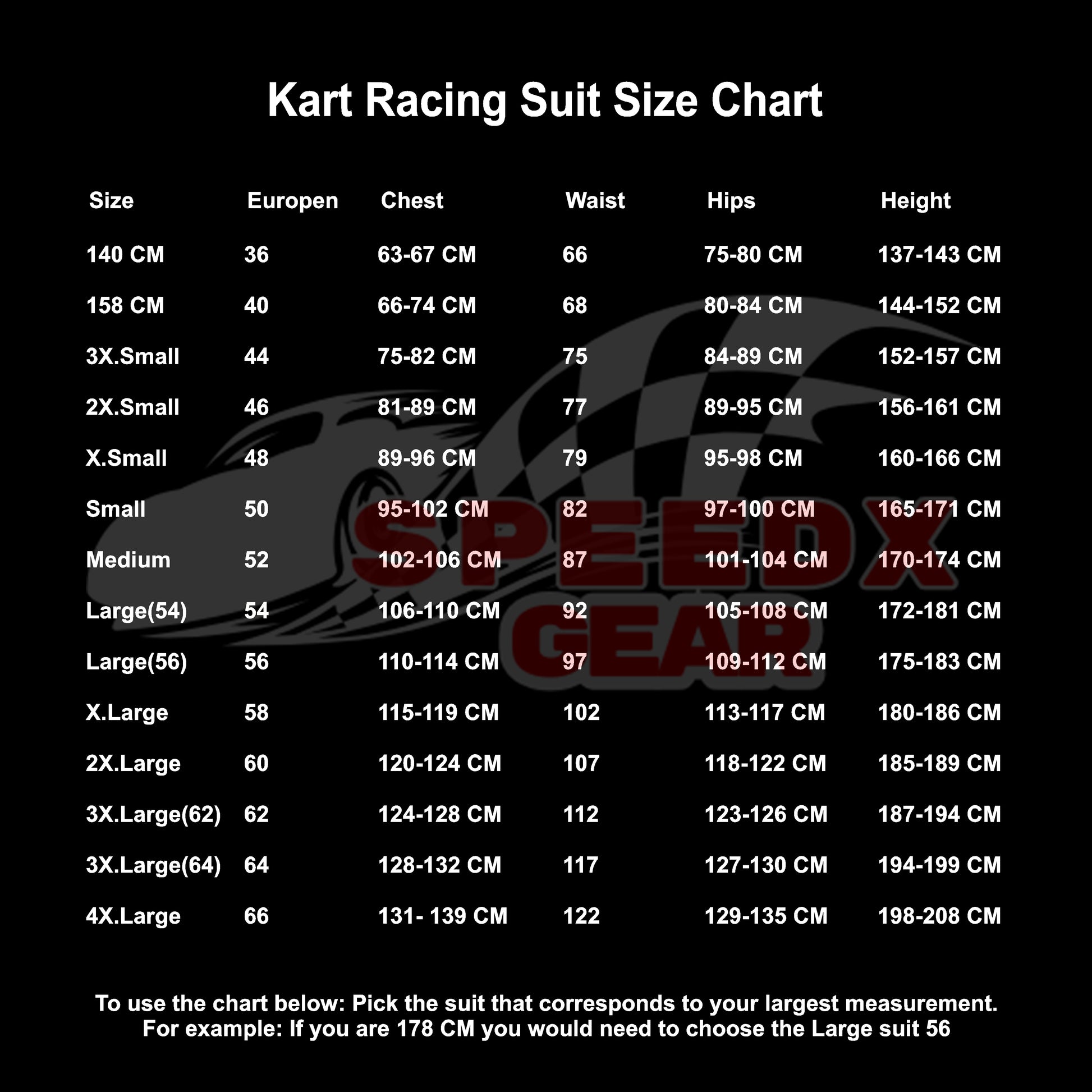 Speedx_Gear_Products_Size_Chart