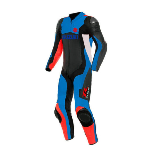 Suzuki GSXR Blue and Black Motorcycle Leather Racing Suit SpeedX Gear
