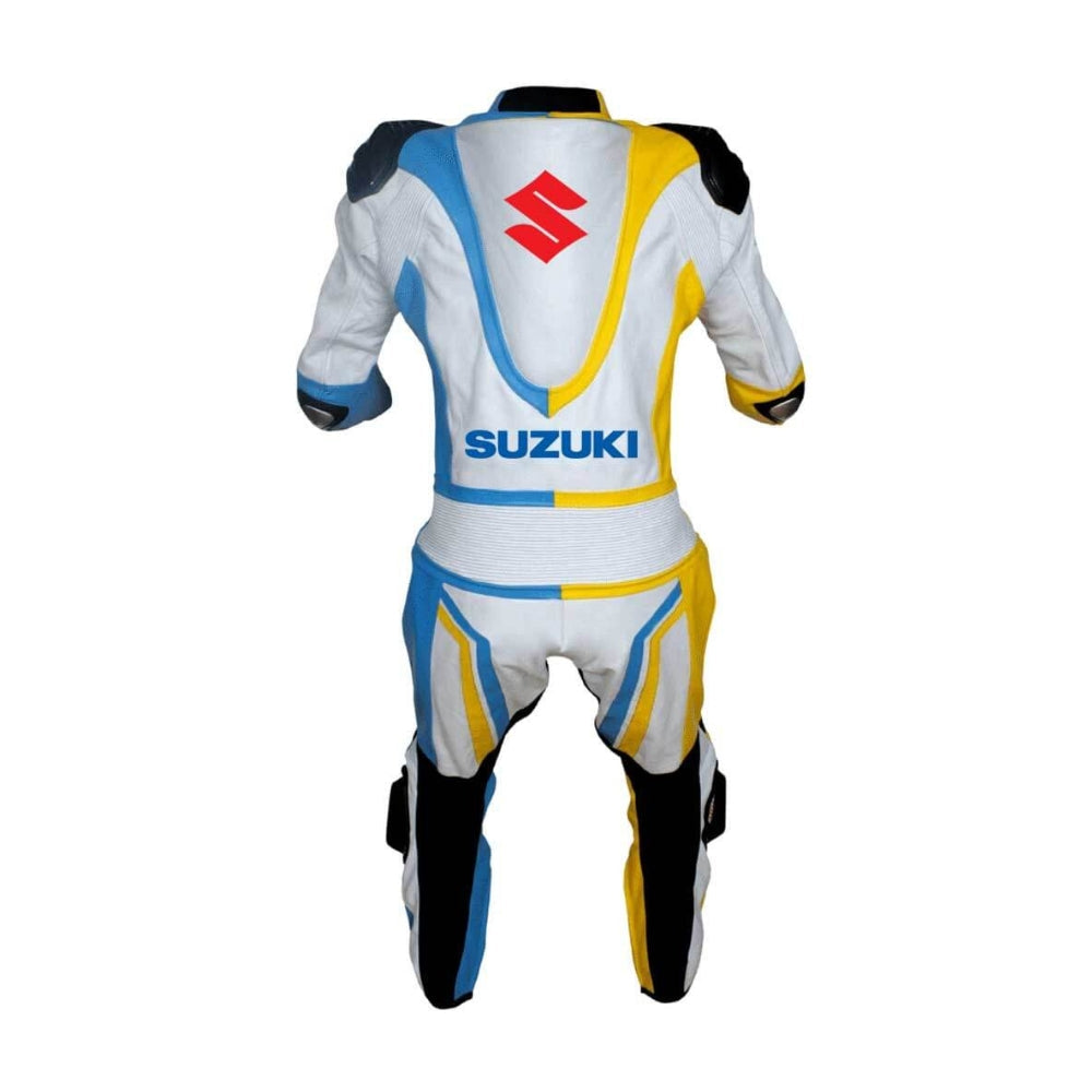 Suzuki White Motorcycle Racing Leather Suit SpeedX Gear
