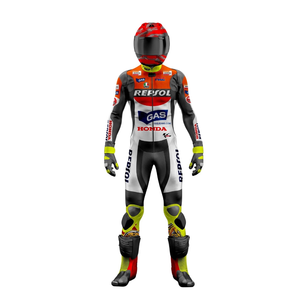 VR46 Honda Repsol MotoGP Custom Design Leather Motorcycle Racing Suit SpeedX Gear
