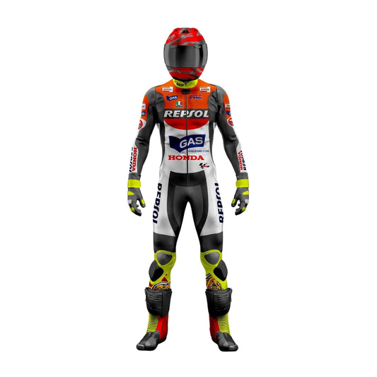 VR46 Honda Repsol MotoGP Custom Design Leather Motorcycle Racing Suit SpeedX Gear