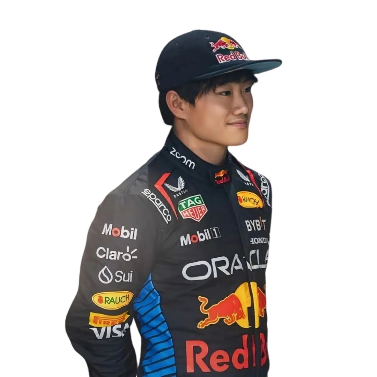 Right Close-up of Yuki Tsunoda's 2025 Abu Dhabi GP helmet, displaying intricate design elements inspired by Japanese heritage.