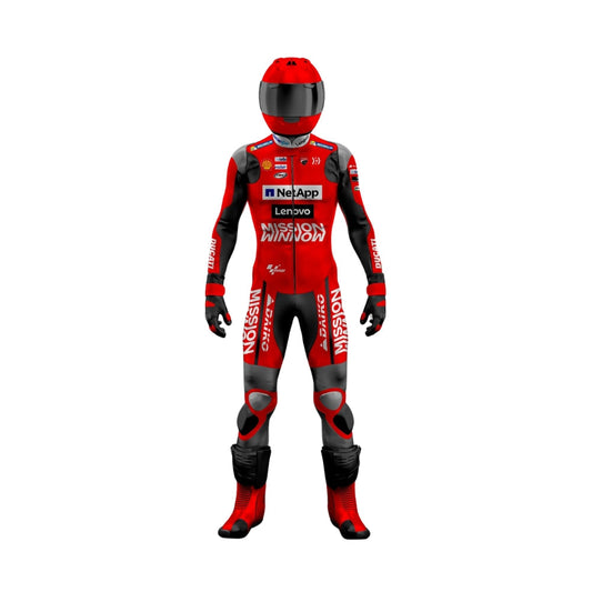 Pecco Bagnaia & Jack Miller Ducati MotoGP Leather Racing Suit – Red SpeedX Gear
